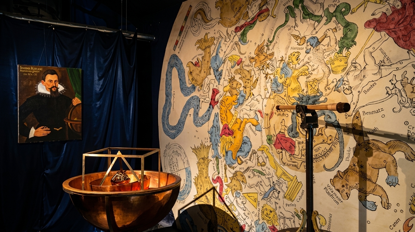 Der Keplerraum – historisches Sternkarten-Fresko und Modelle