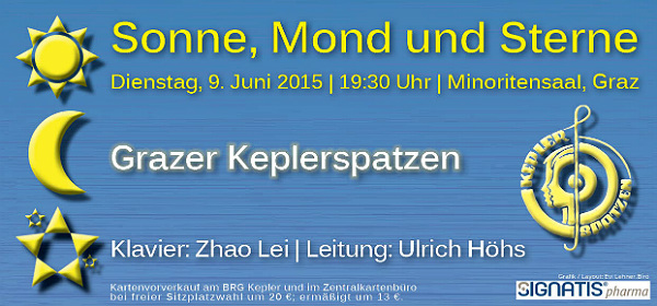 Chorkonzert der Grazer Keplerspratzen: "Sonne, Moond und Sterne", 9. Juni 2015, 19:30 Uhr